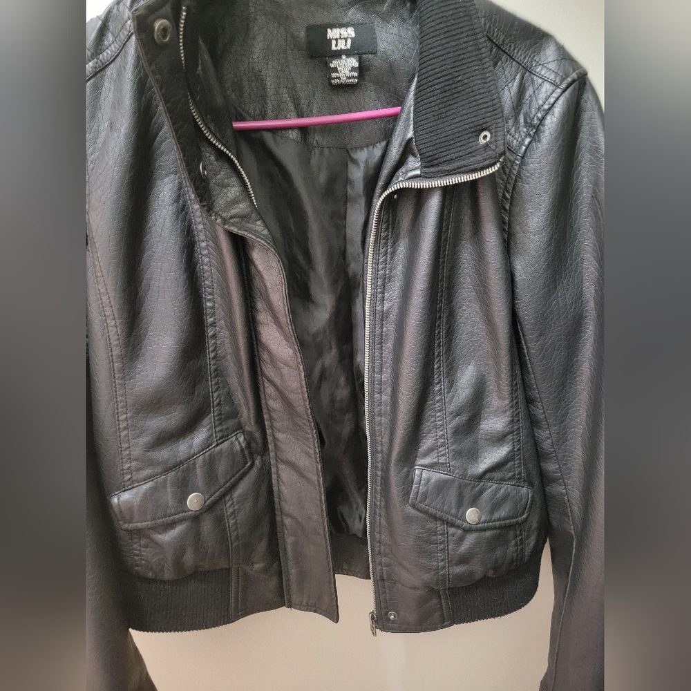 Faux leather jacket with collar size medium